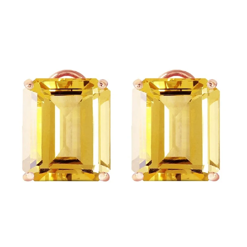 13 CTW 14K Solid Rose Gold Octagon Citrine Earrings