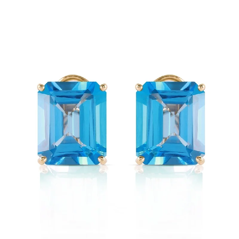 14 CTW 14K Solid Gold Distinction Blue Topaz Earrings