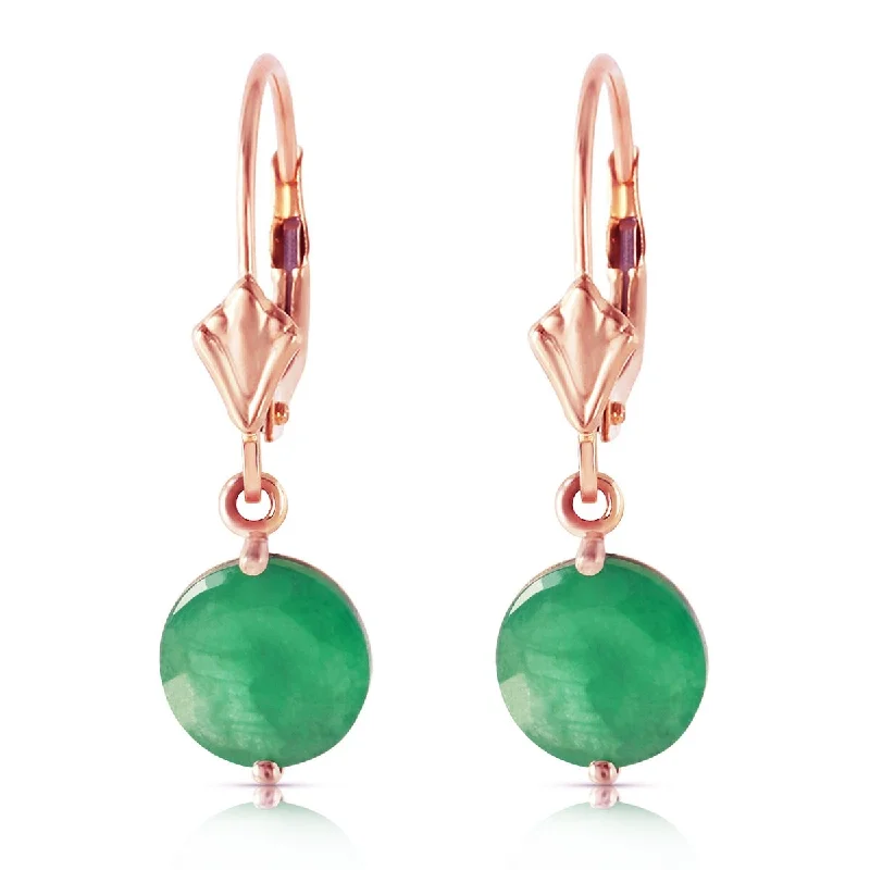 14K Solid Gold Leverback Gemstone Earrings Natural Emerald Jewelry