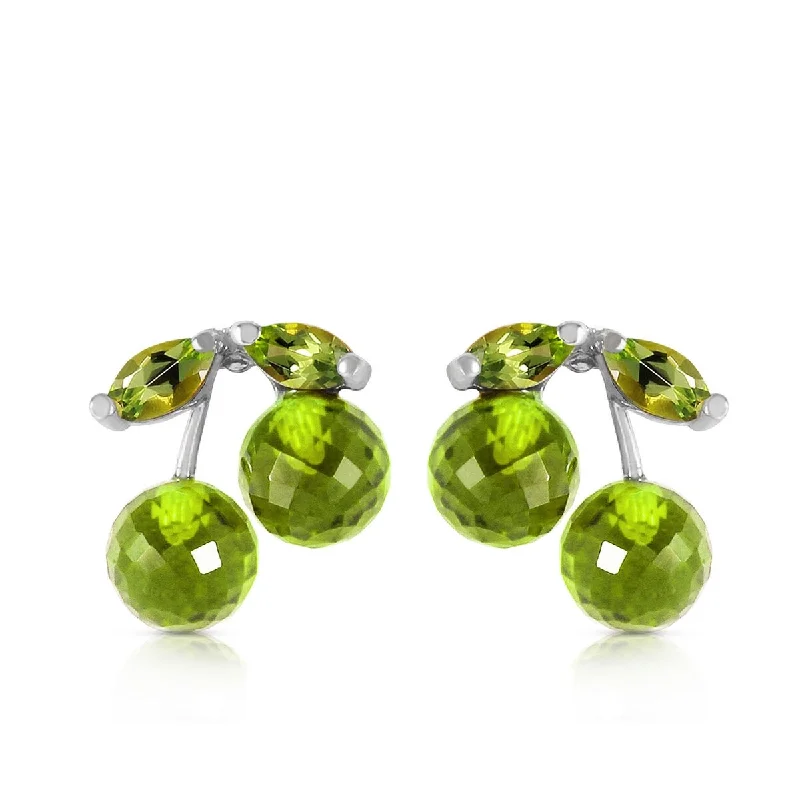 14K Solid Gold Natural Peridot Elegant Gemstone Stud Earrings