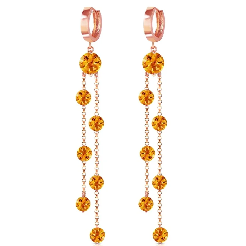 14K Solid Rose Gold Chandelier Earrings with Citrines