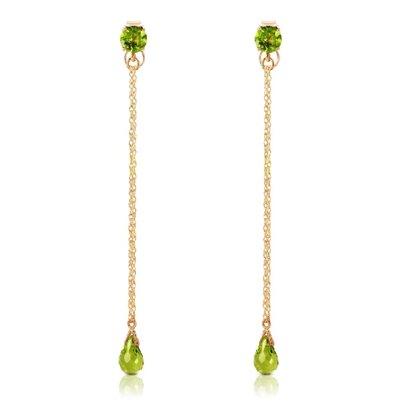 14K Solid Rose Gold Chandelier Earrings with Natural Peridots