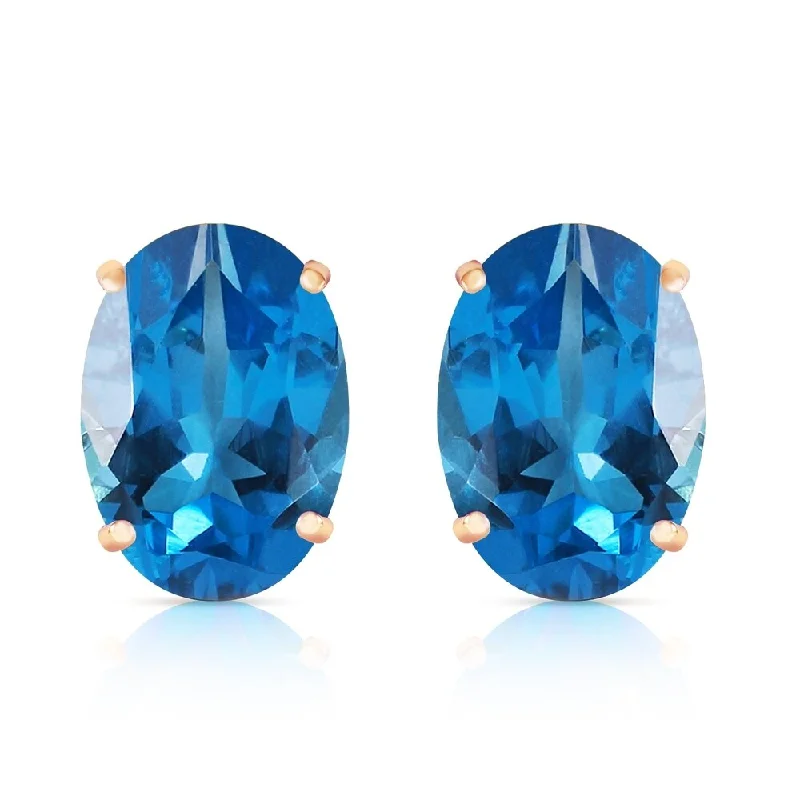 16 Carat 14K Solid Gold French Clips Earrings Natural Blue Topaz