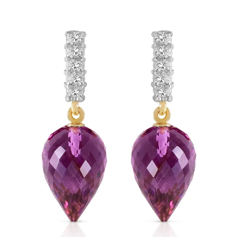 19.15 CTW 14K Solid Gold True Character Amethyst Earrings