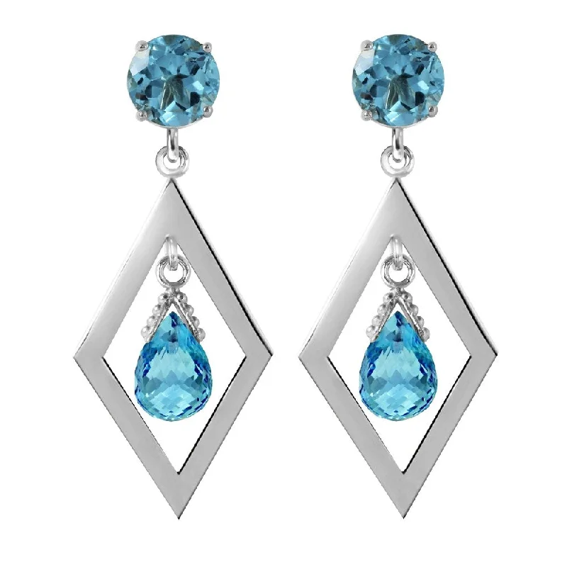 2.4 Carat 14K Solid Gold Make A Comeback Blue Topaz Earrings