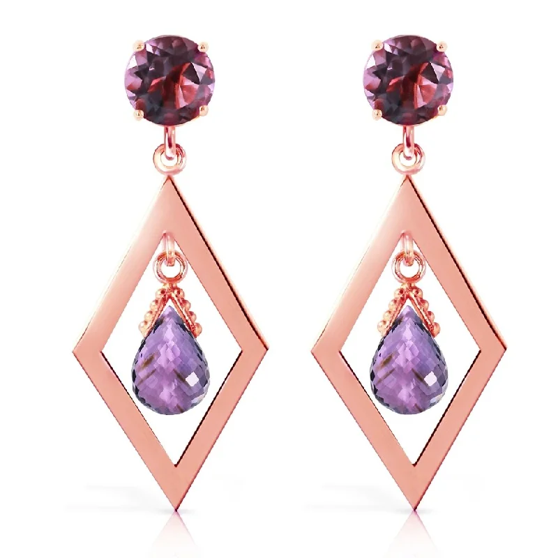 2.4 Carat 14K Solid Rose Gold Chandelier Earrings Amethyst