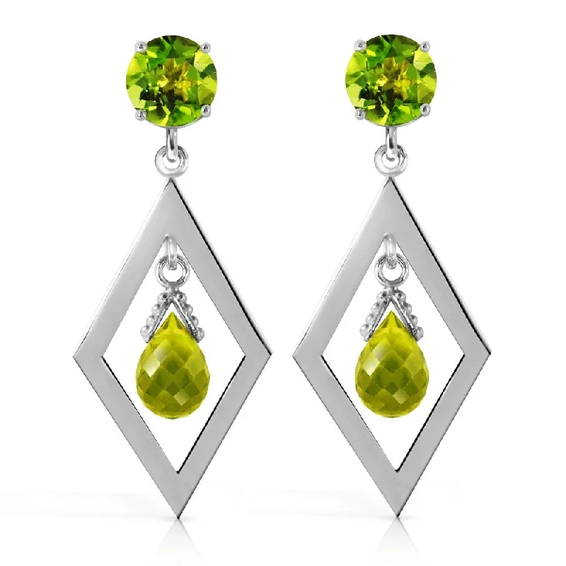 2.4 CTW 14K Solid White Gold At The Pier Peridot Earrings