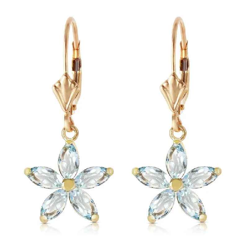 2.8 Carat 14K Solid Gold Calypso Aquamarine Earrings