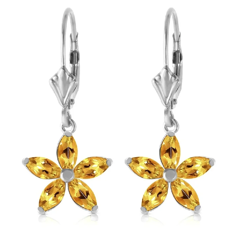 2.8 Carat 14K Solid White Gold Open The Way Citrine Earrings