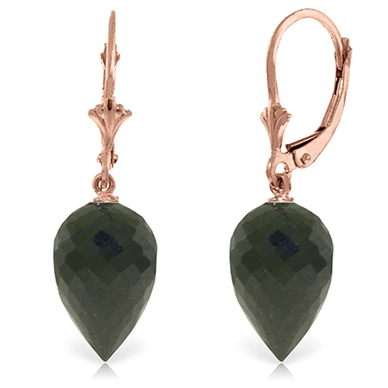 24.5 Carat 14K Solid Gold Pointy Briolette Drop Black Spinel Earrings