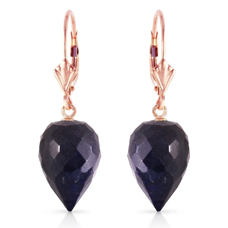 25.7 Carat 14K Solid Rose Gold Drop Briolette Sapphire Earrings