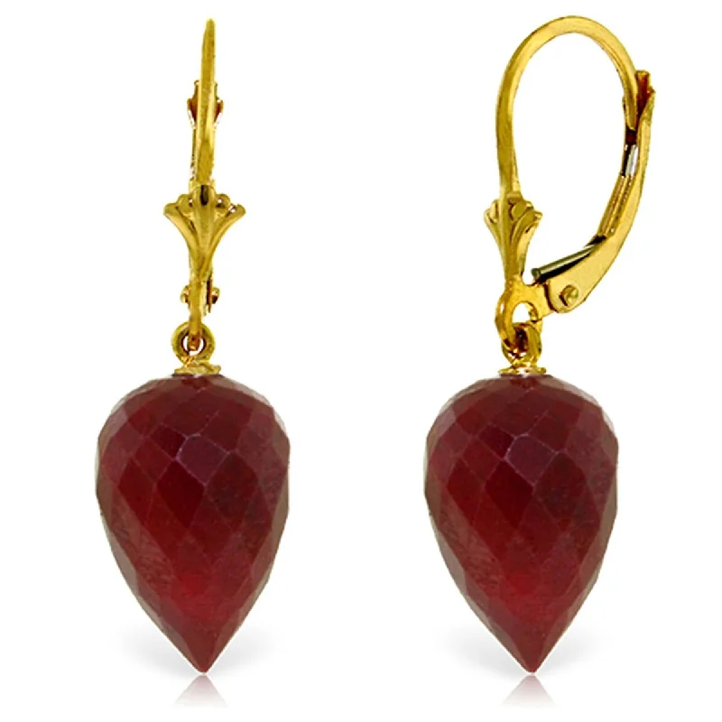 26.1 Carat 14K Solid Gold Drop Briolette Ruby Gemstone Earrings