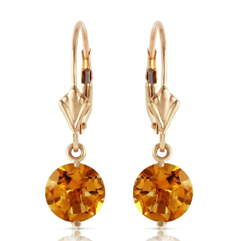 3.1 Carat 14K Solid Gold Leverback Earrings Citrines