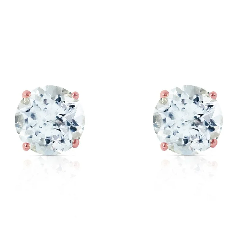 3.1 Carat 14K Solid Rose Gold Anna Aquamarine Stud Earrings