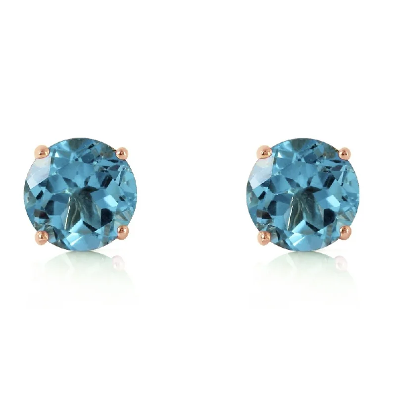 3.1 Carat 14K Solid Rose Gold Anna Blue Topaz Stud Earrings