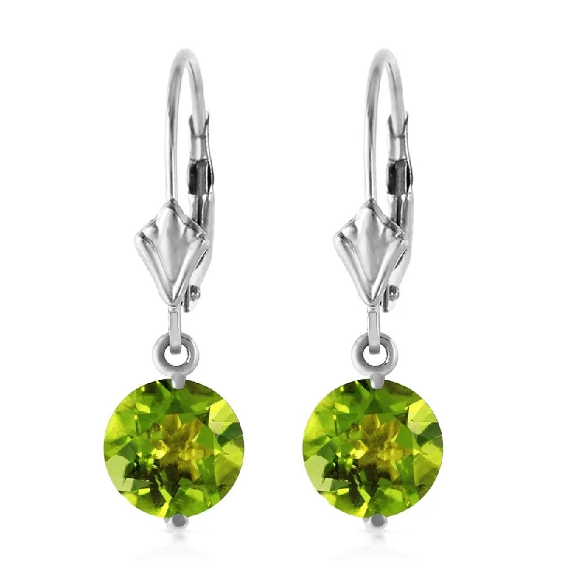 3.1 Carat 14K Solid White Gold In You I Trust Peridot Earrings