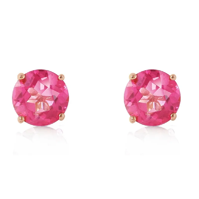 3.1 CTW 14K Solid Rose Gold Anna Pink Topaz Stud Earrings