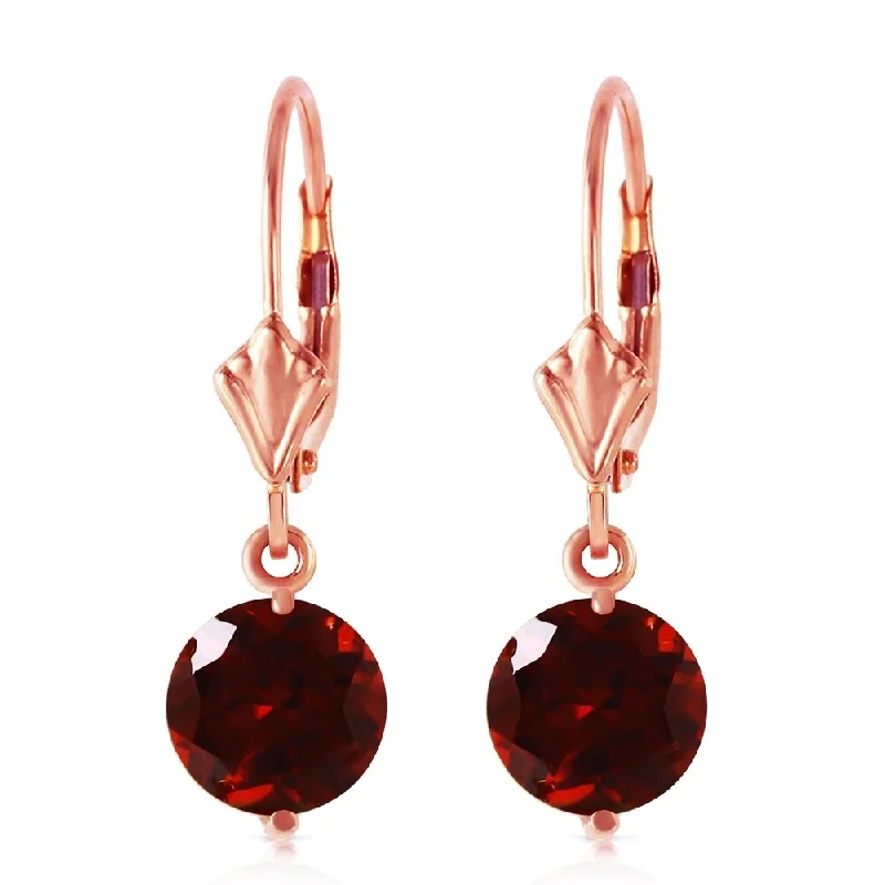 3.1 CTW 14K Solid Rose Gold Garnet Fantasy Earrings