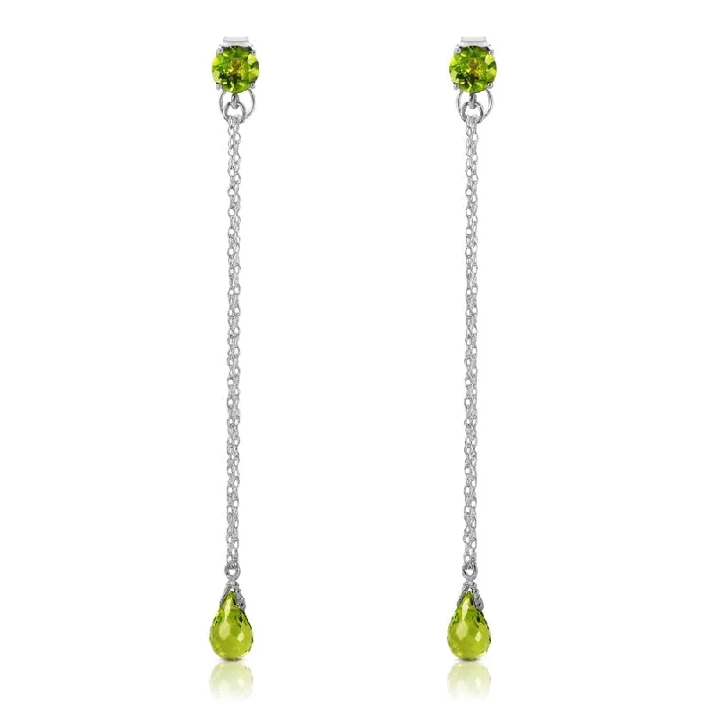 3.15 Carat 14K Solid White Gold Chandelier Earrings Natural Peridot