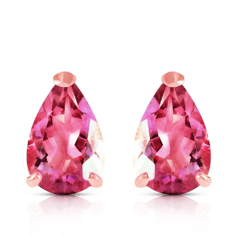 3.15 CTW 14K Solid Rose Gold Allure Pink Topaz Stud Earrings