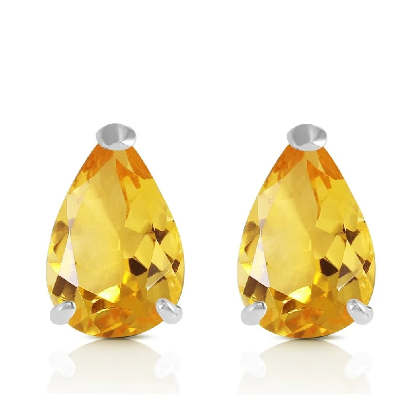 3.15 CTW 14K Solid White Gold Stand Still And Let Citrine Earrings