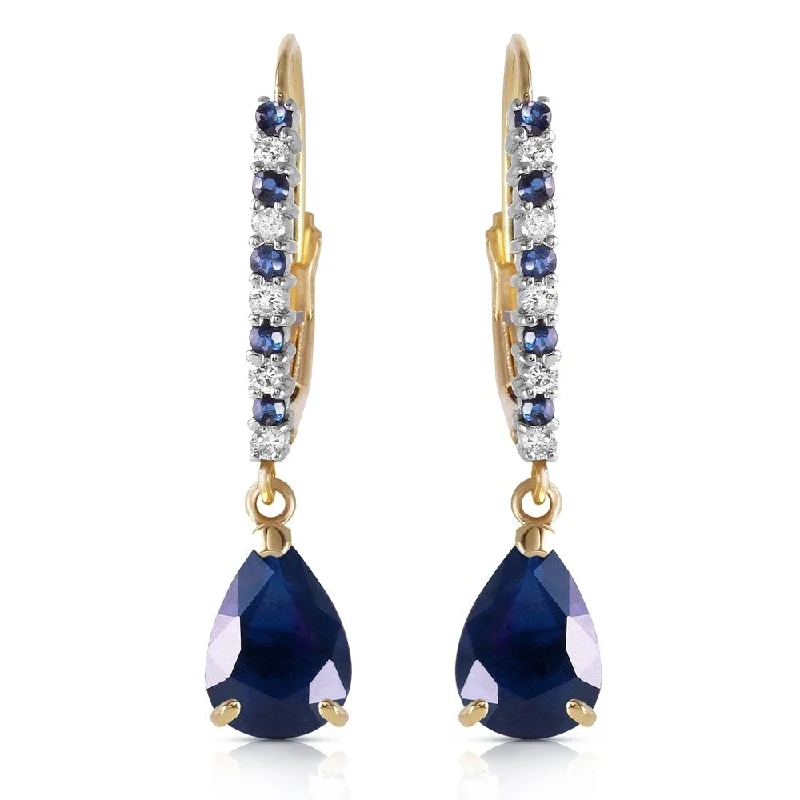 3.35 Carat 14K Solid Gold Naturalpa Sapphire Diamond Earrings