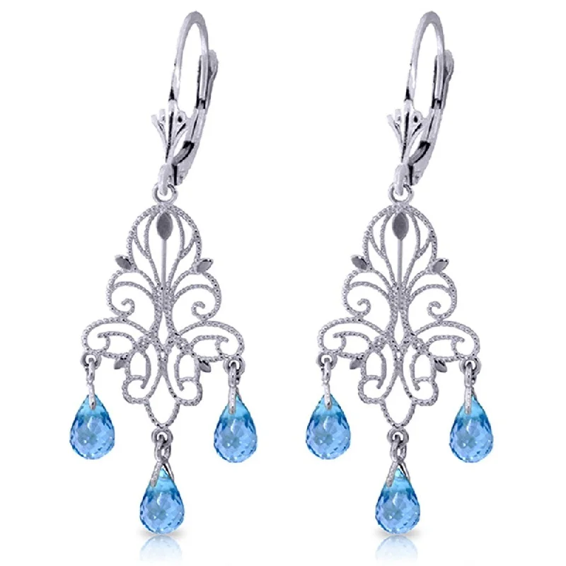 3.75 Carat 14K Solid White Gold Take Me Home Blue Topaz Earrings