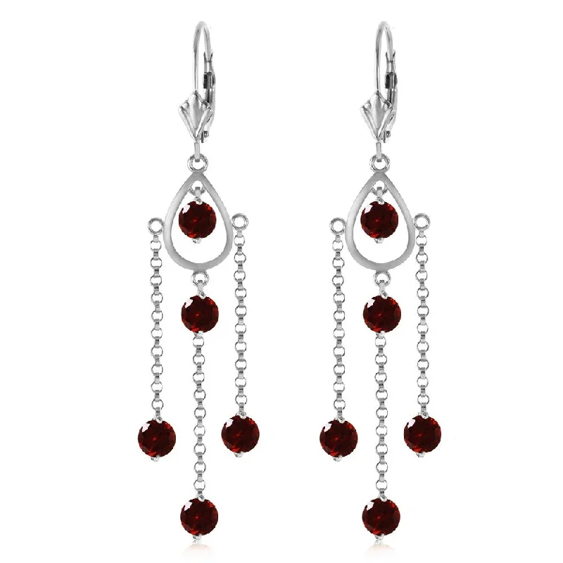 3 Carat 14K Solid White Gold No Absolute Completion Garnet Earrings