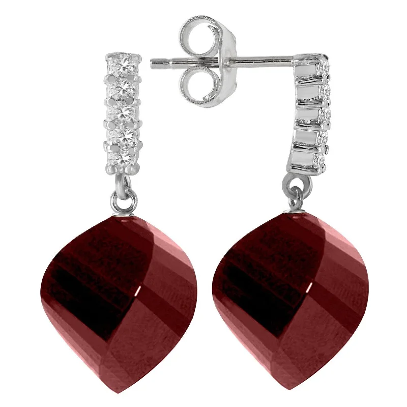 30.65 Carat 14K Solid Gold Gemstone Earrings Diamond Ruby