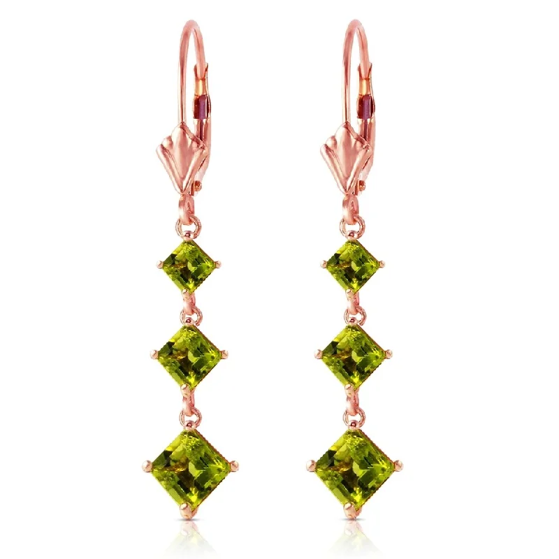 4.79 CTW 14K Solid Rose Gold Chandelier Earrings Peridot