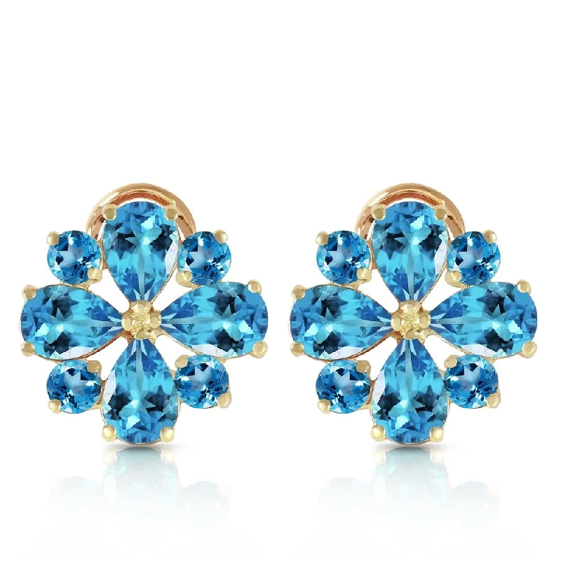 4.85 Carat 14K Solid Gold Fiore Blue Topaz Earrings