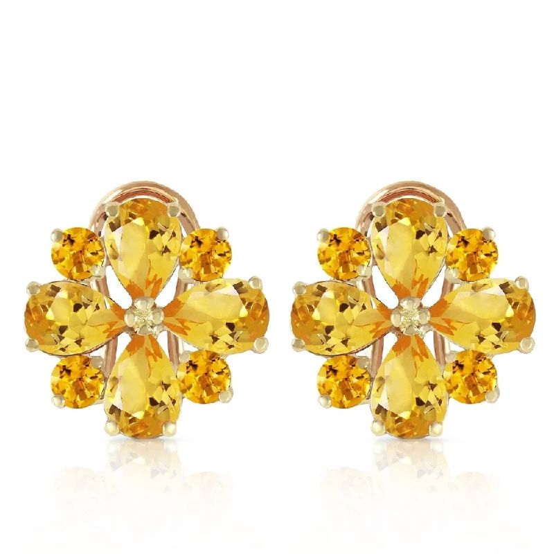 4.85 Carat 14K Solid Gold Fiore Citrine Earrings