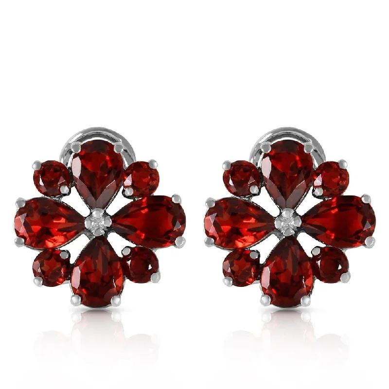 4.85 CTW 14K Solid White Gold Sultry Touch Garnet Earrings