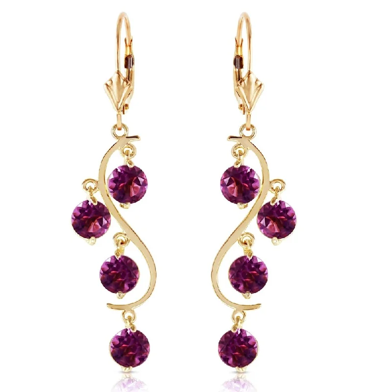 4.95 Carat 14K Solid Gold Grape Amethyst Earrings