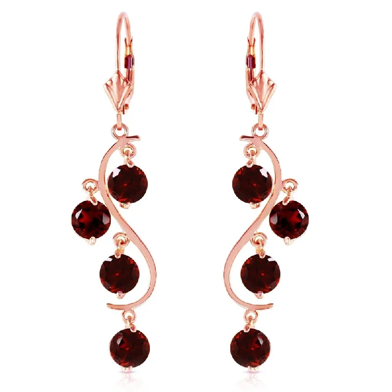 4.95 Carat 14K Solid Rose Gold Garnet Leverback Earrings