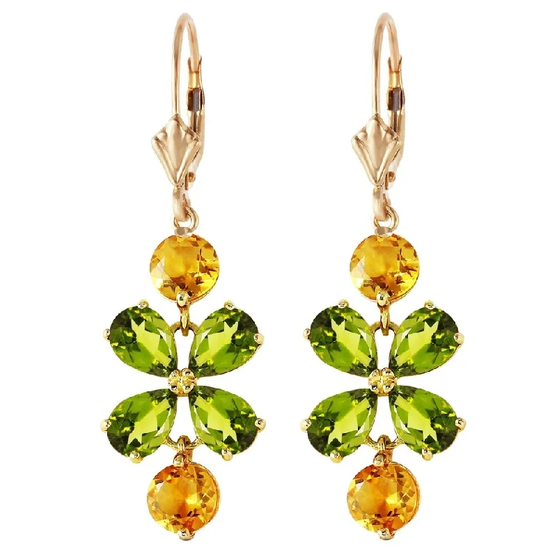 5.32 CTW 14K Solid Gold Chandelier Earrings Peridot Citrine