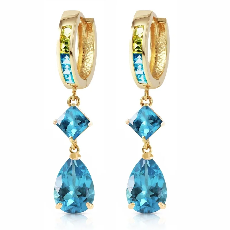 5.37 CTW 14K Solid Gold Huggie Earrings Peridot Blue Topaz