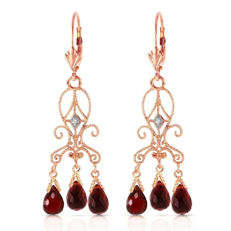 6.31 Carat 14K Solid Rose Gold Garnet Chandelier Drops