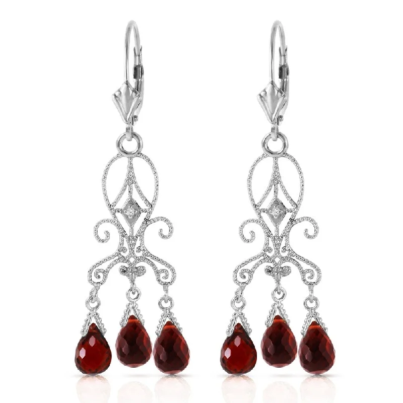 6.31 Carat 14K Solid White Gold Love Is Patient Garnet Diamond Earrings