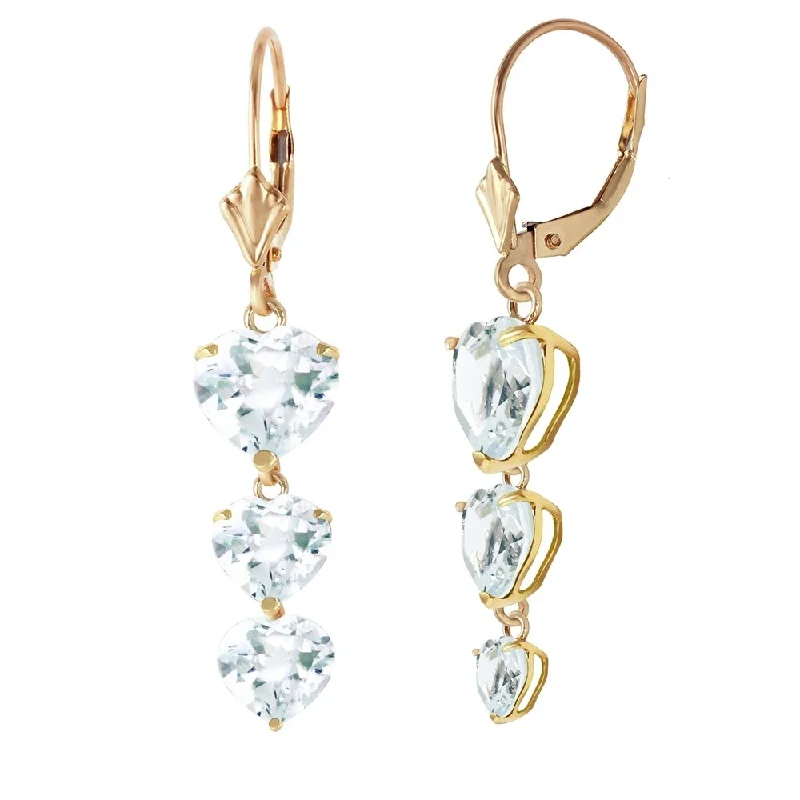 6 CTW 14K Solid Gold Heartthrob Aquamarine Earrings