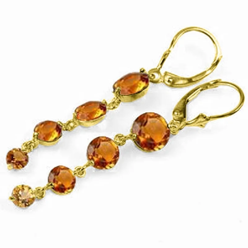 7.8 Carat 14K Solid Gold Drizzle Citrine Earrings