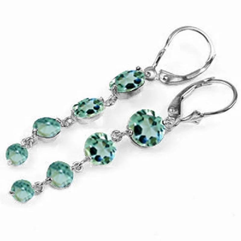 7.8 CTW 14K Solid White Gold Remeberance Of Love Past Blue Topaz Earrings