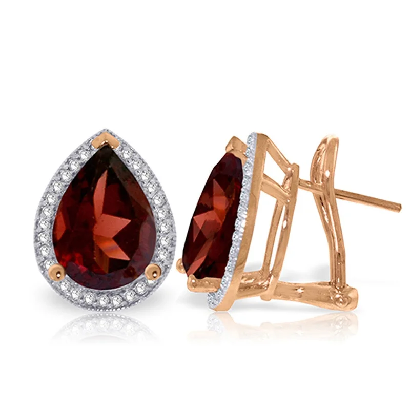 8.12 Carat 14K Solid Gold French Clips Earrings Diamond Garnet