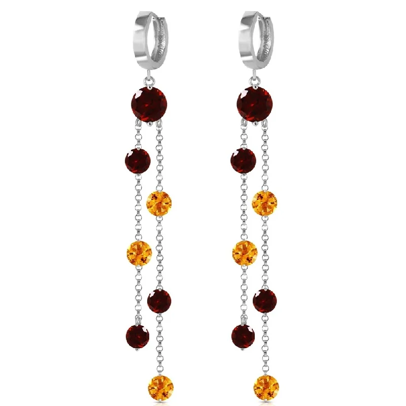 8.99 Carat 14K Solid White Gold Conquer To Prevail Garnet Citrine Earrings