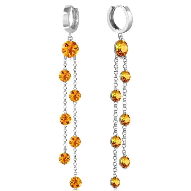 9.02 Carat 14K Solid White Gold Chandelier Earrings Citrine