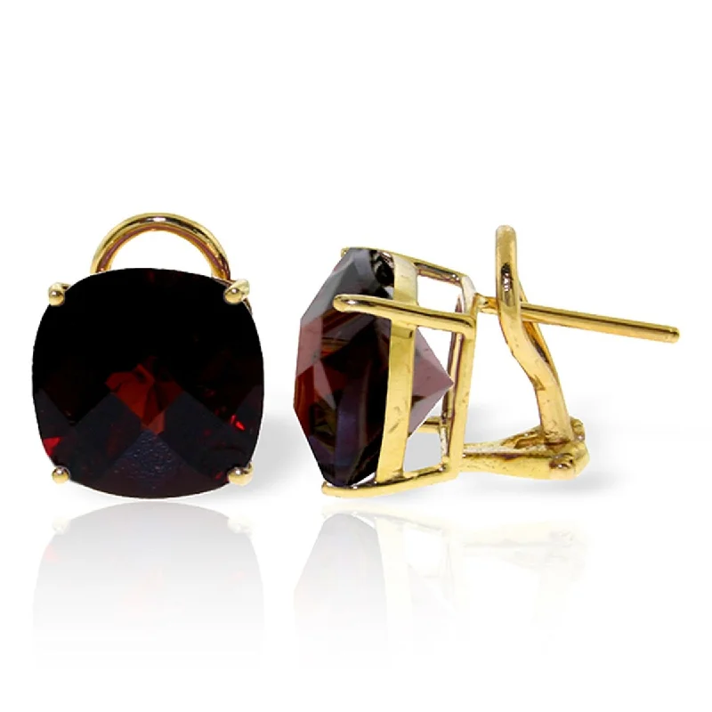 9 Carat 14K Solid Gold French Clips Earrings Checkerboard Garnet