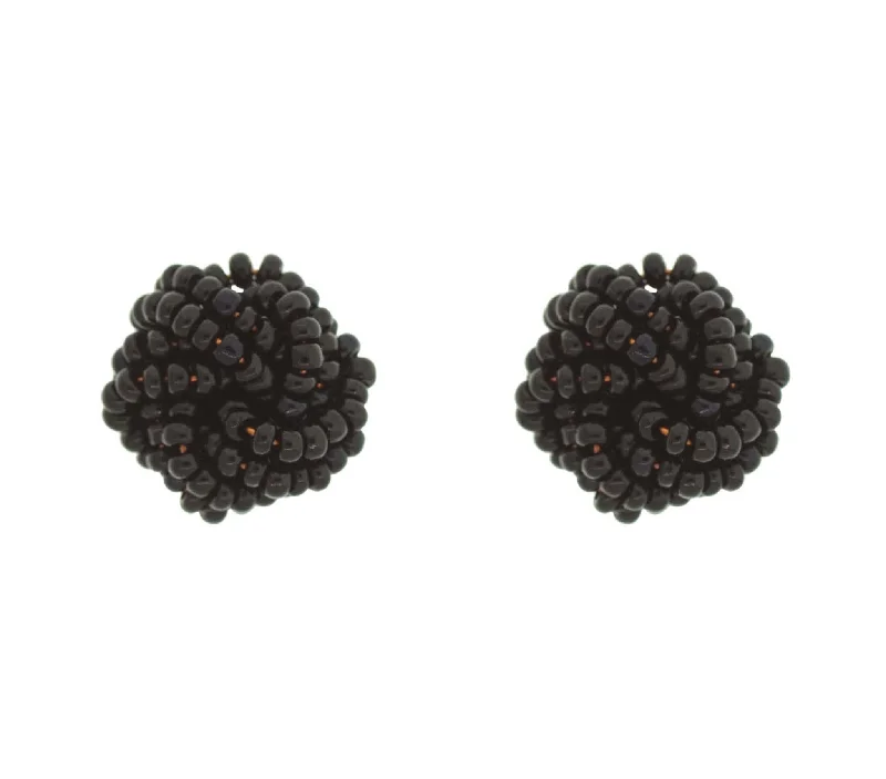 <br>Rosette Earrings<br> Black