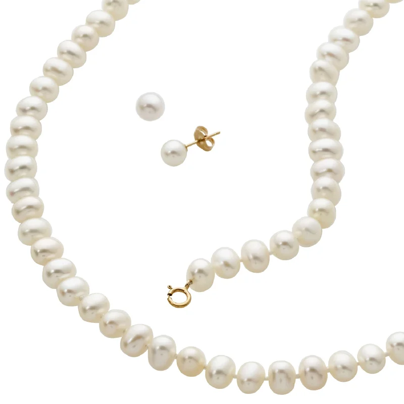 Classic Pearl Earring, Bracelet & Necklace Set