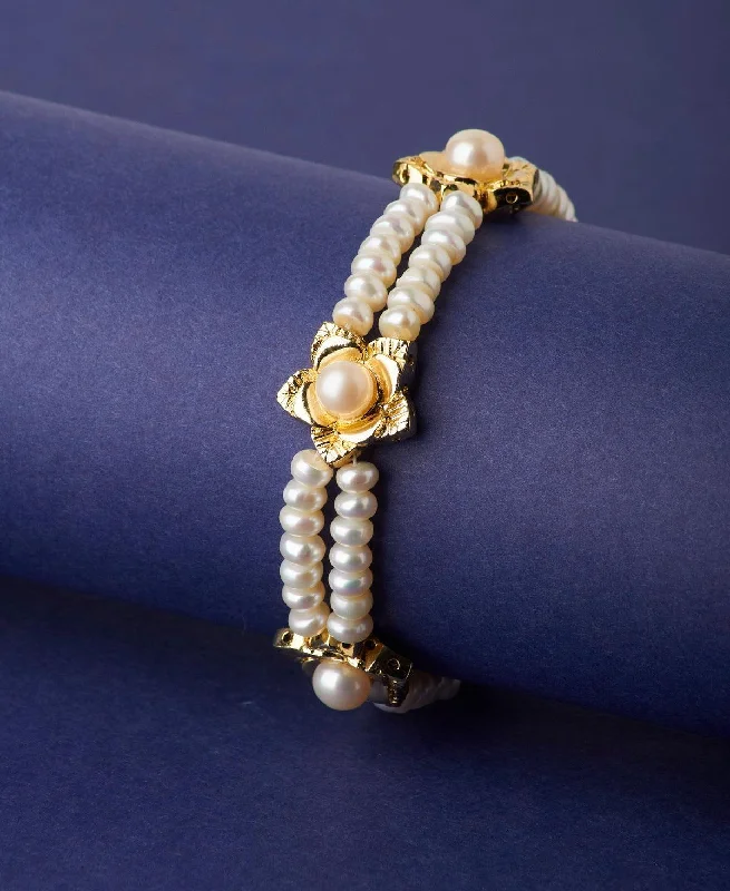 Floral Real Pearl Bracelet