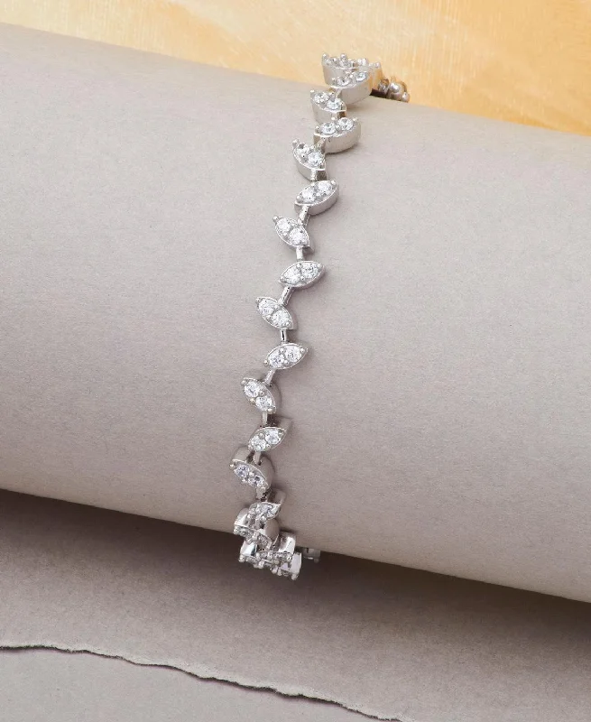 Pretty Stone Studded Silver Bracelet